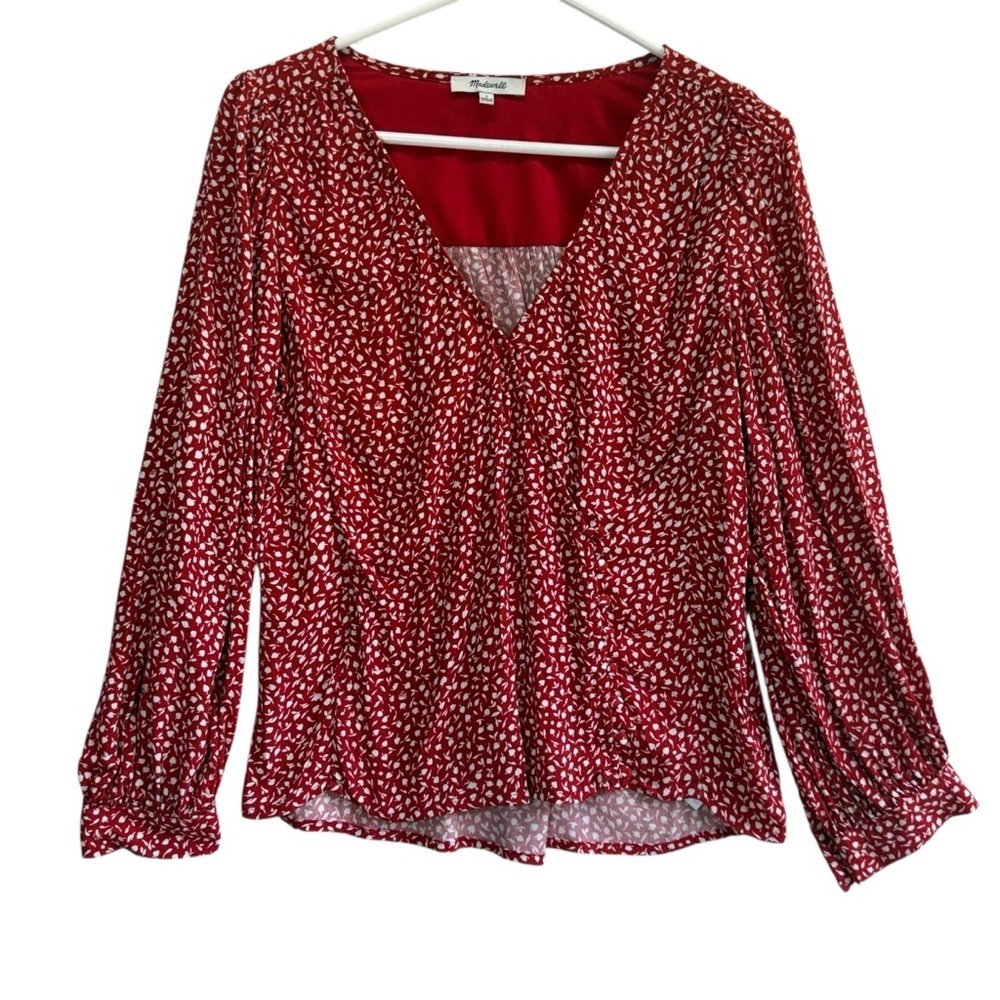 Madewell Kinston Wrap Top in Park Picnic. - Picture 3 of 11